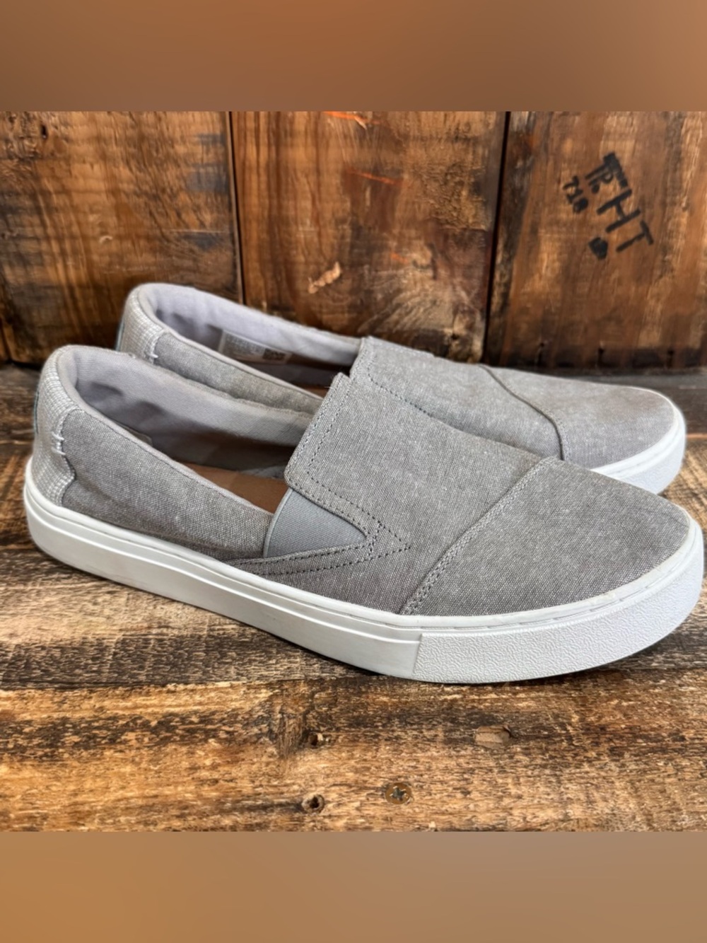 Tom's Luca Slip-On Gray Canvas Shoes Women's Size 9